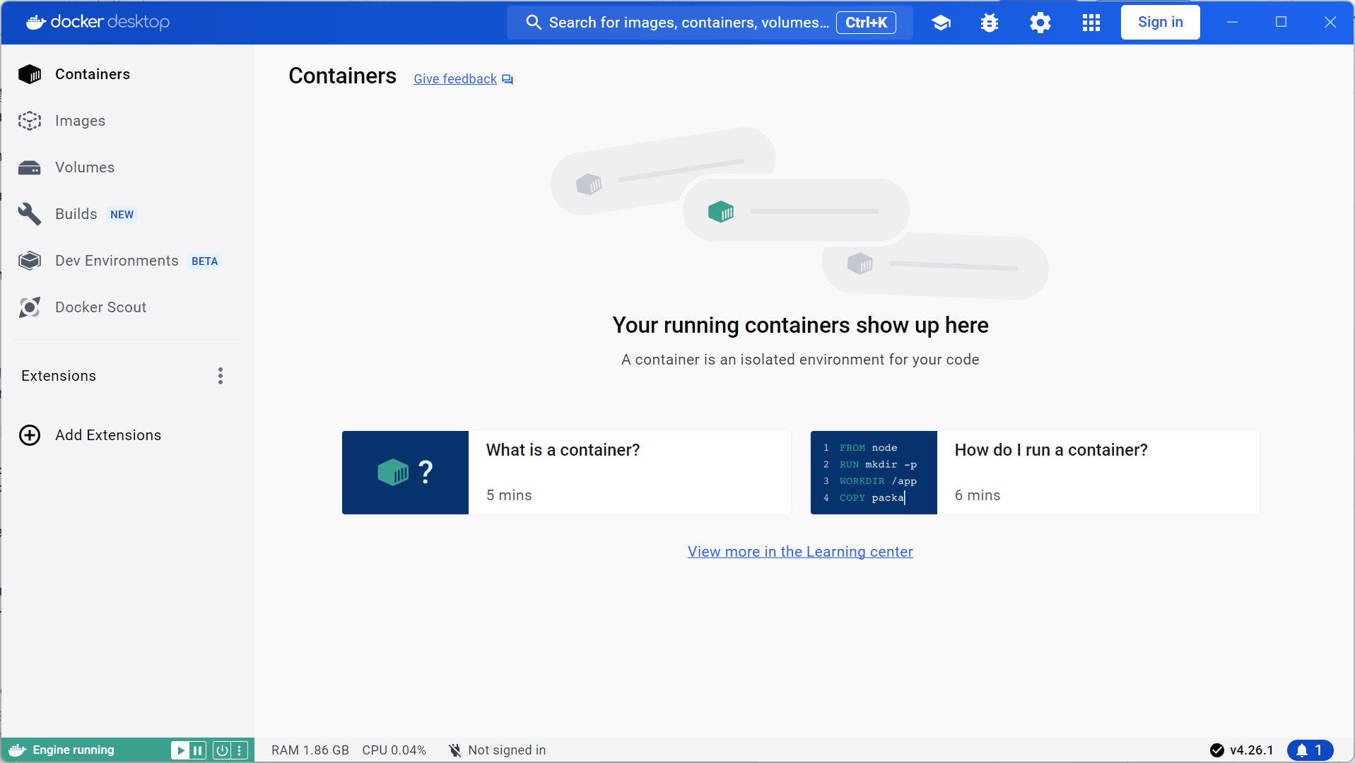 Docker 启动界面